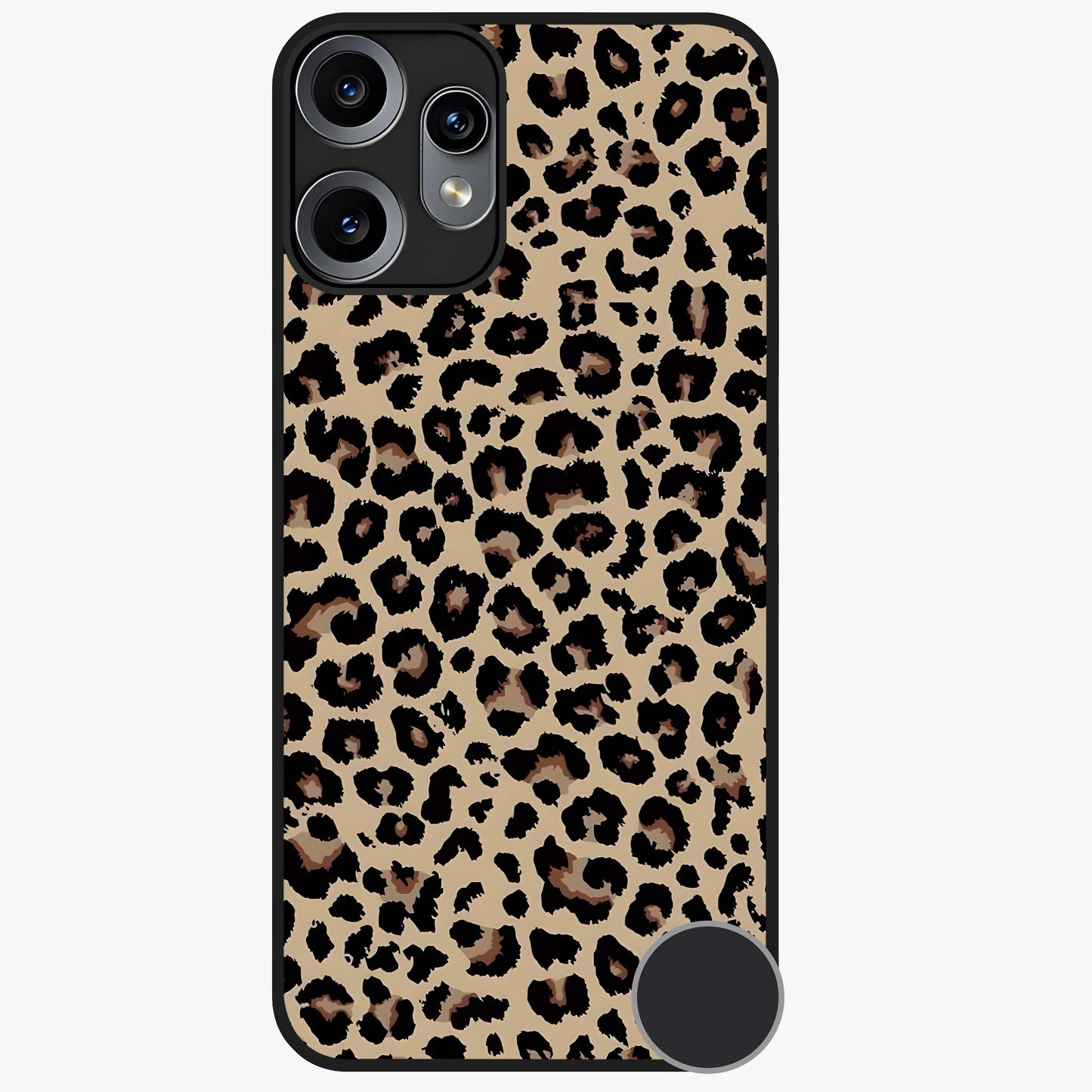 Savage Chic Pattern Glass Case showing flat back view with stylish patterned artwork and glossy glass finish.