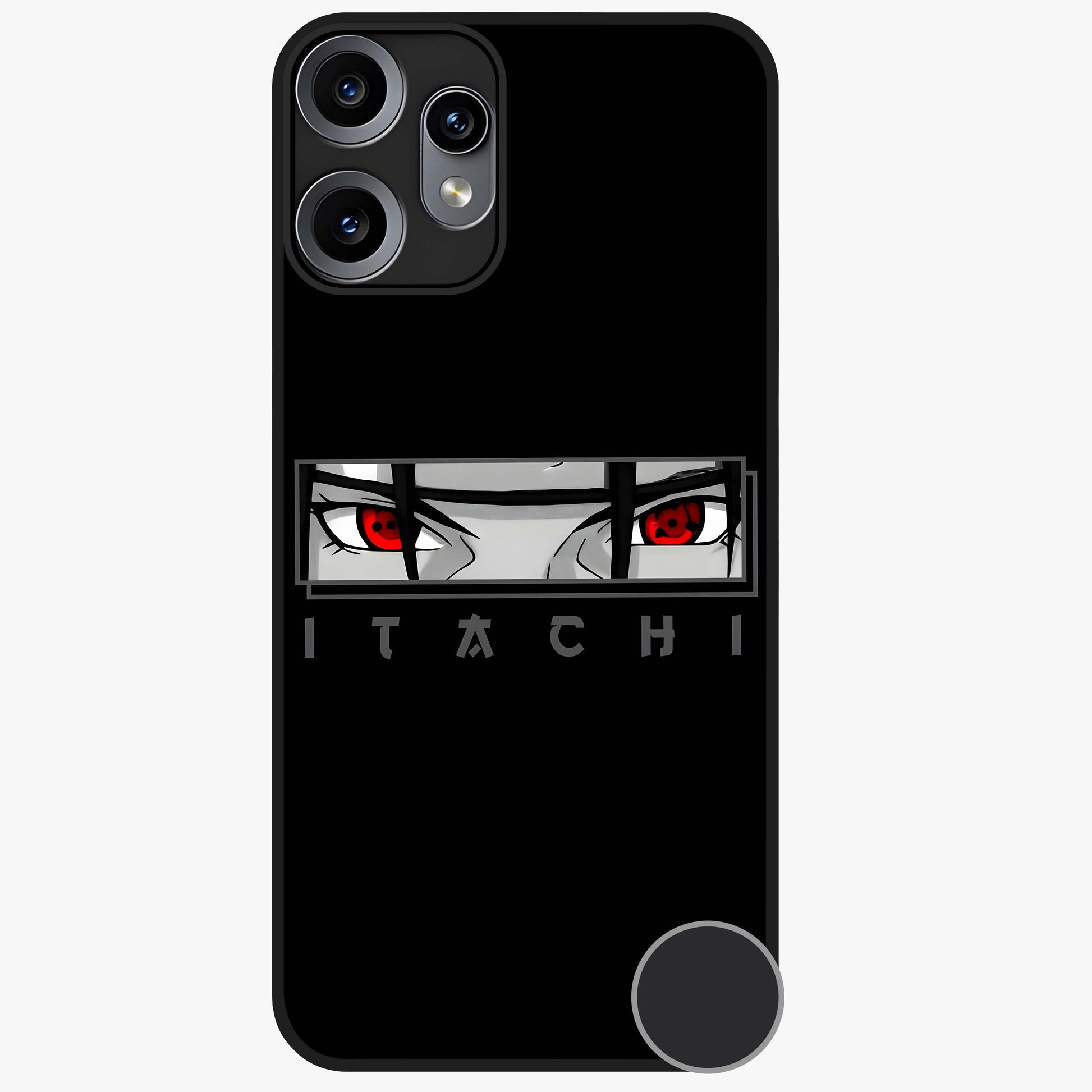 Scarlet Gaze Dominance Glass Case showing flat back view with striking red themed artwork and glossy glass finish.