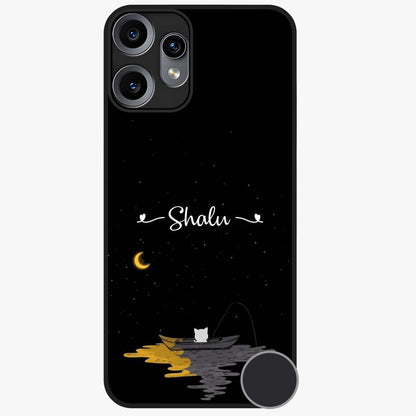 Silent Night Row Glass Case showing flat back view with calm night themed artwork and glossy glass finish.