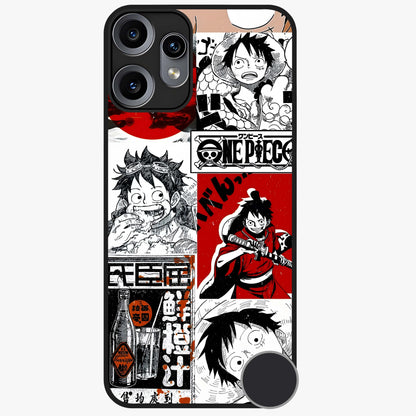 Strawhat Chaos Panels Glass Case showing flat back view with anime inspired chaos panel artwork and glossy glass finish.