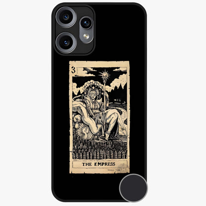 The Empress Glass Case showing flat back view with regal feminine artwork and glossy glass finish.