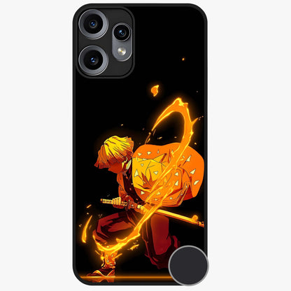 Thunder Flame Execution Glass Case showing flat back view with powerful flame and lightning artwork and glossy glass finish.