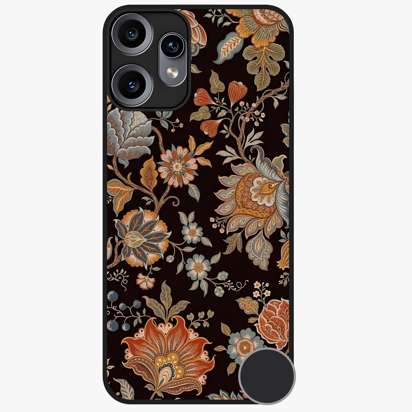 Vintage Floral Dream Glass Case showing flat back view with classic floral artwork and glossy glass finish.