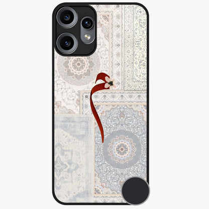 White Aesthetic Bow Glass Case showing flat back view with minimal bow artwork and glossy glass finish.