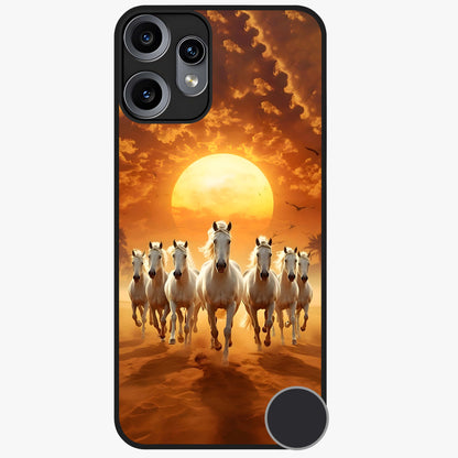 Wild Sunset Majesty Glass Case showing flat back view with majestic sunset landscape artwork and glossy glass finish.