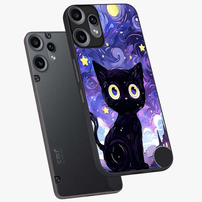 Abstract Cat Art Glass Case displayed in angled mockup highlighting modern abstract cat artwork and sleek glass surface.