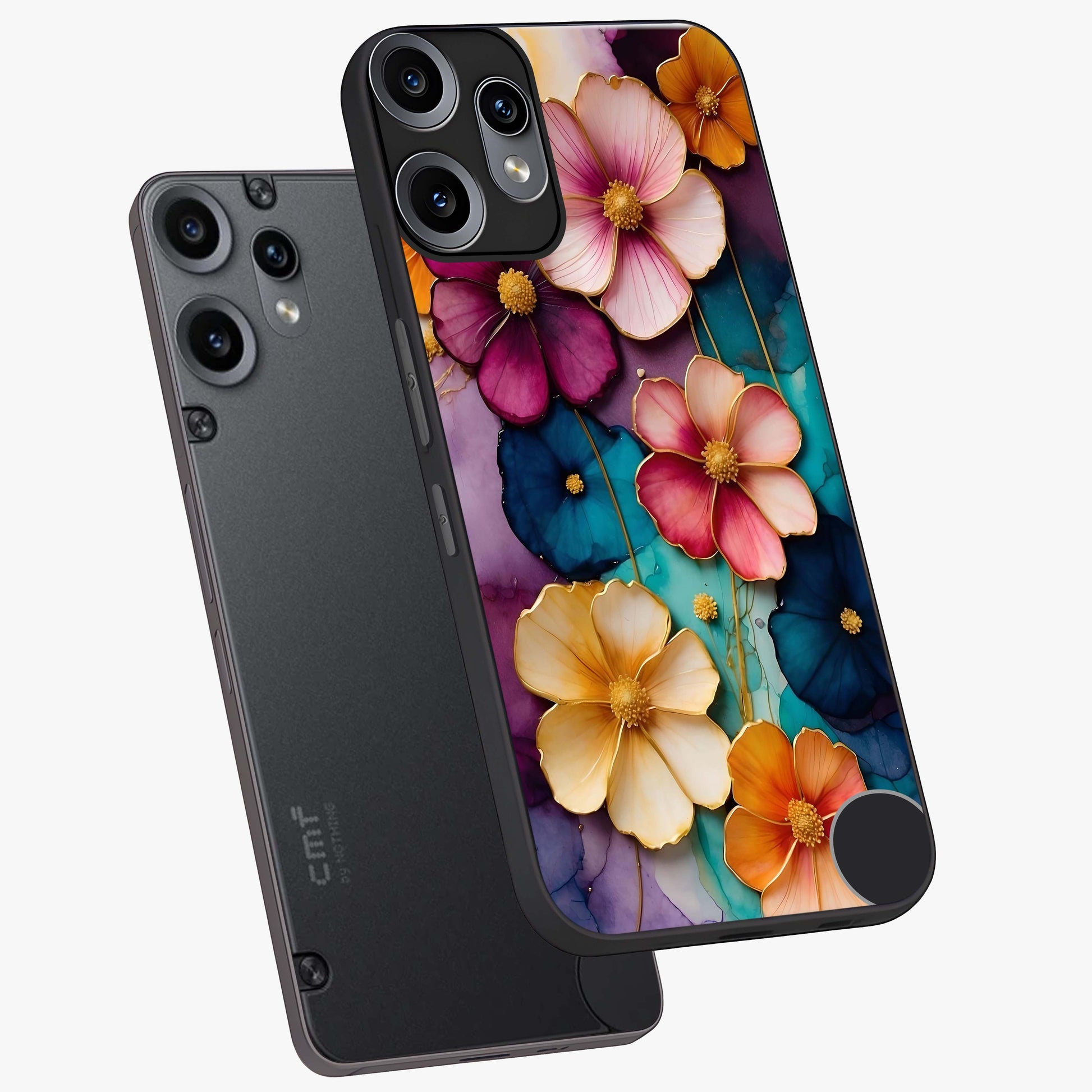 Artlyn Grace Flower Pattern Glass Case displayed in angled mockup highlighting delicate flower pattern design and smooth glass surface.