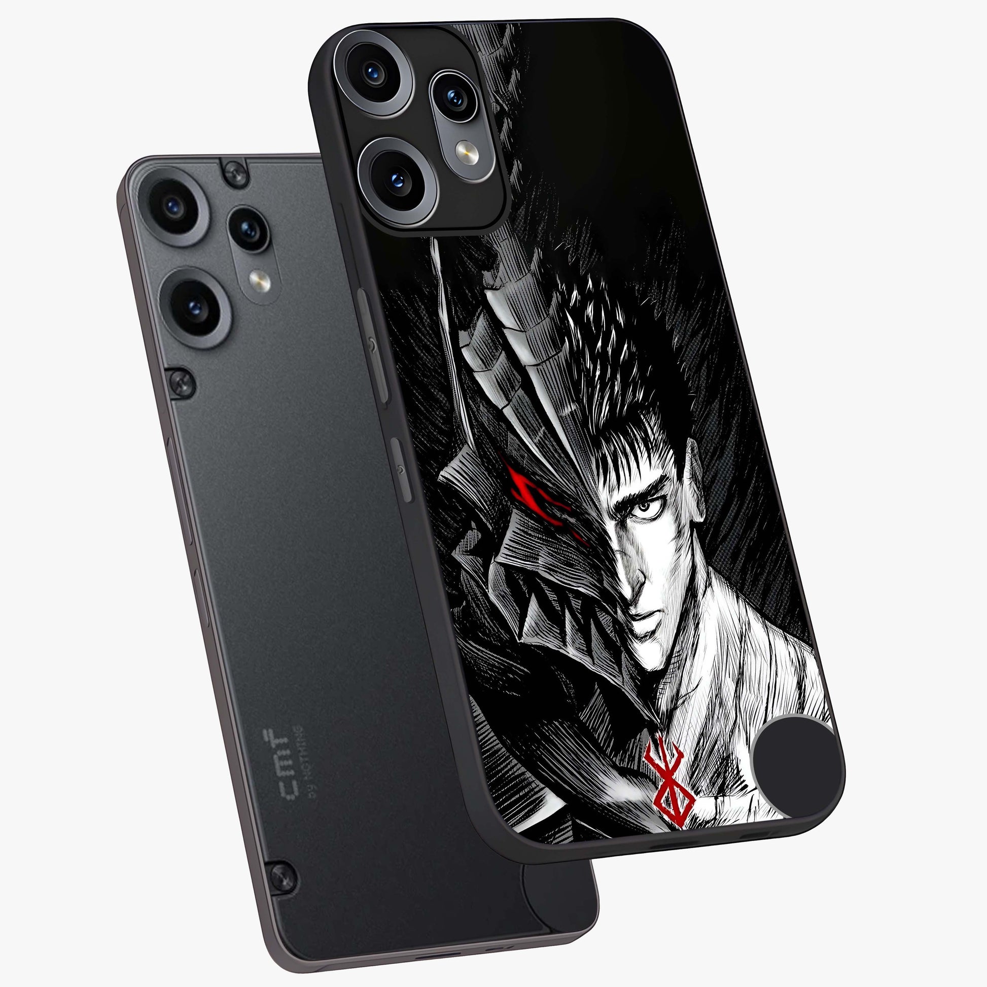 Berserker Blood Oath Glass Case displayed in angled mockup highlighting dark fantasy graphic design and powerful theme.