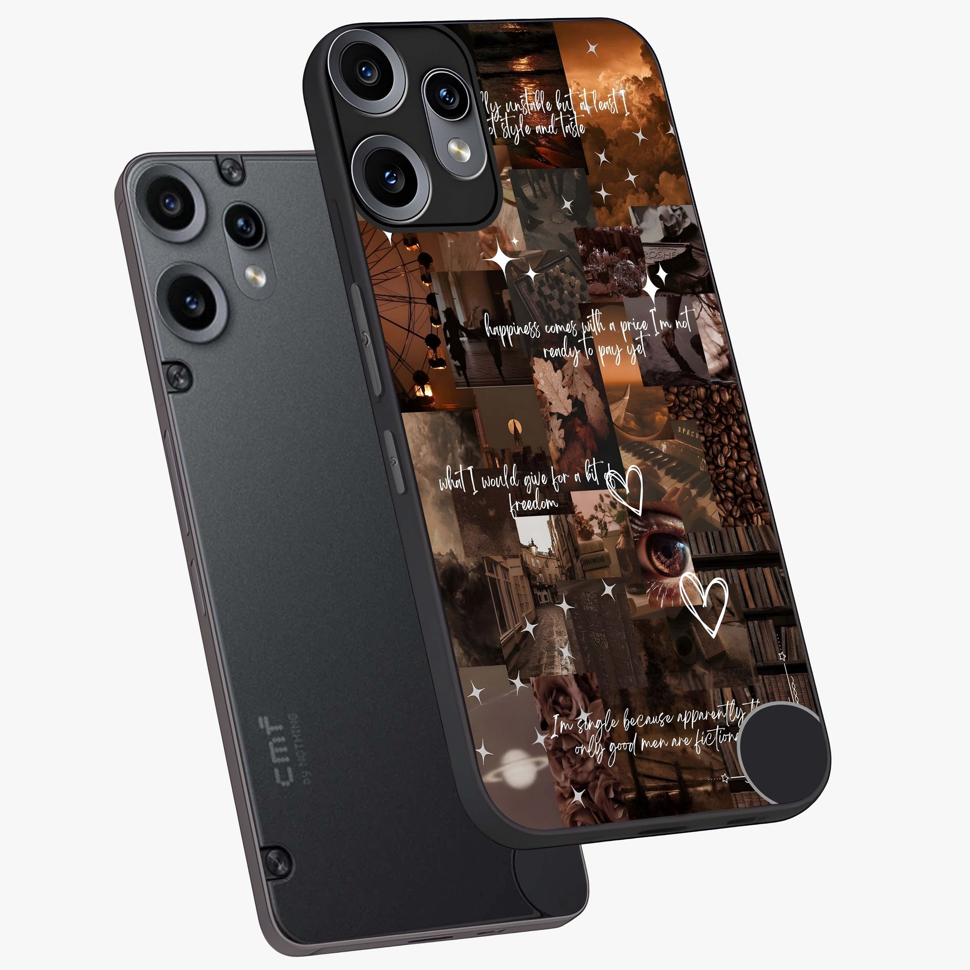 Bittersweet Aesthetic Chaos Glass Case displayed in angled mockup highlighting expressive abstract artwork and edgy aesthetic theme.