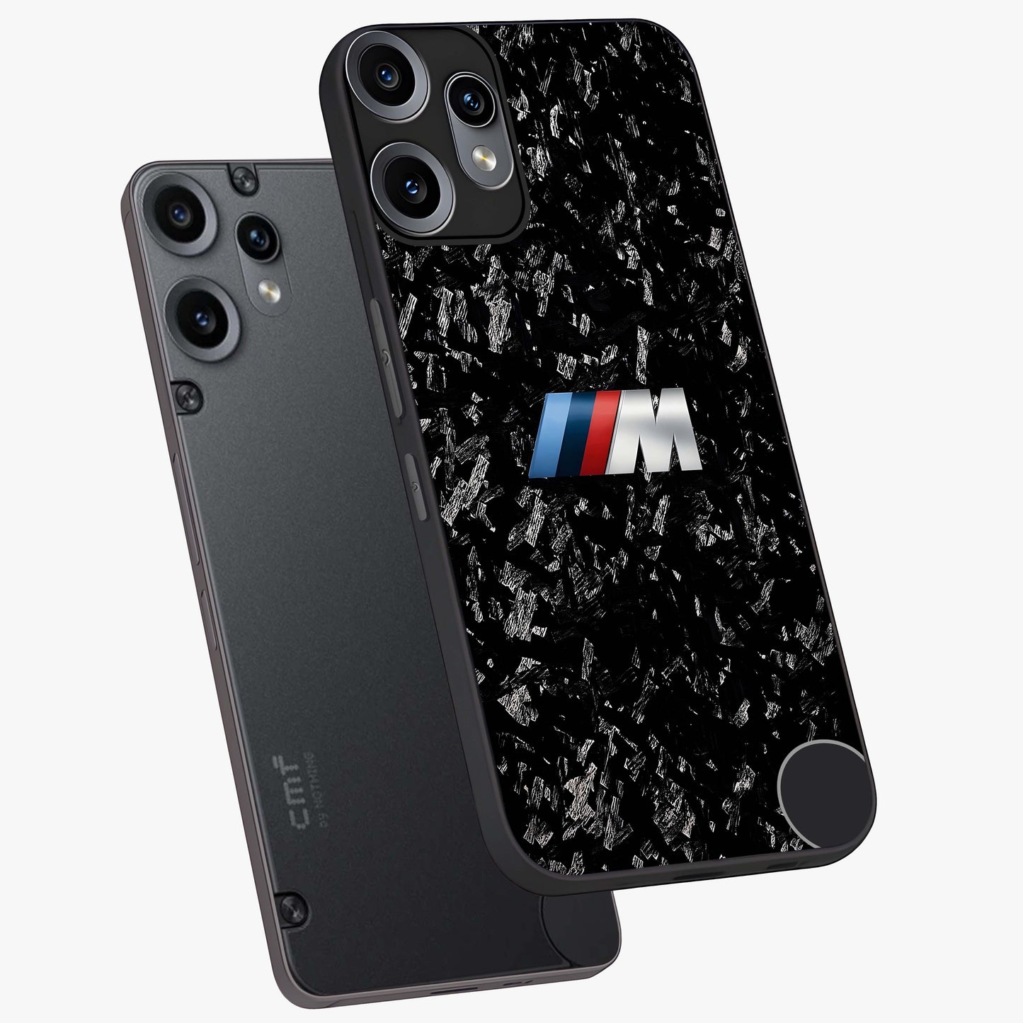 Carbon Speed Mark Glass Case displayed in angled mockup highlighting racing inspired carbon design and sleek aesthetic style.