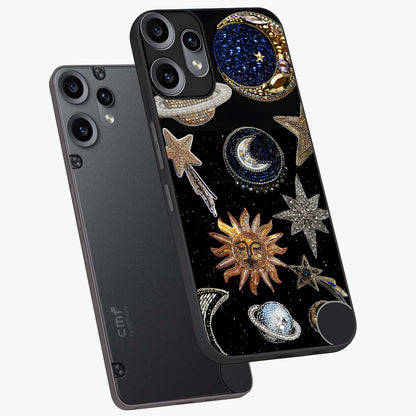 Celestial Gem Constellations Glass Case displayed in angled mockup highlighting gemstone inspired constellation design.