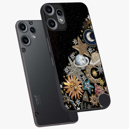 Cosmic Sparkle Dreams Glass Case displayed in angled mockup highlighting dreamy star sparkle design with celestial aesthetic.