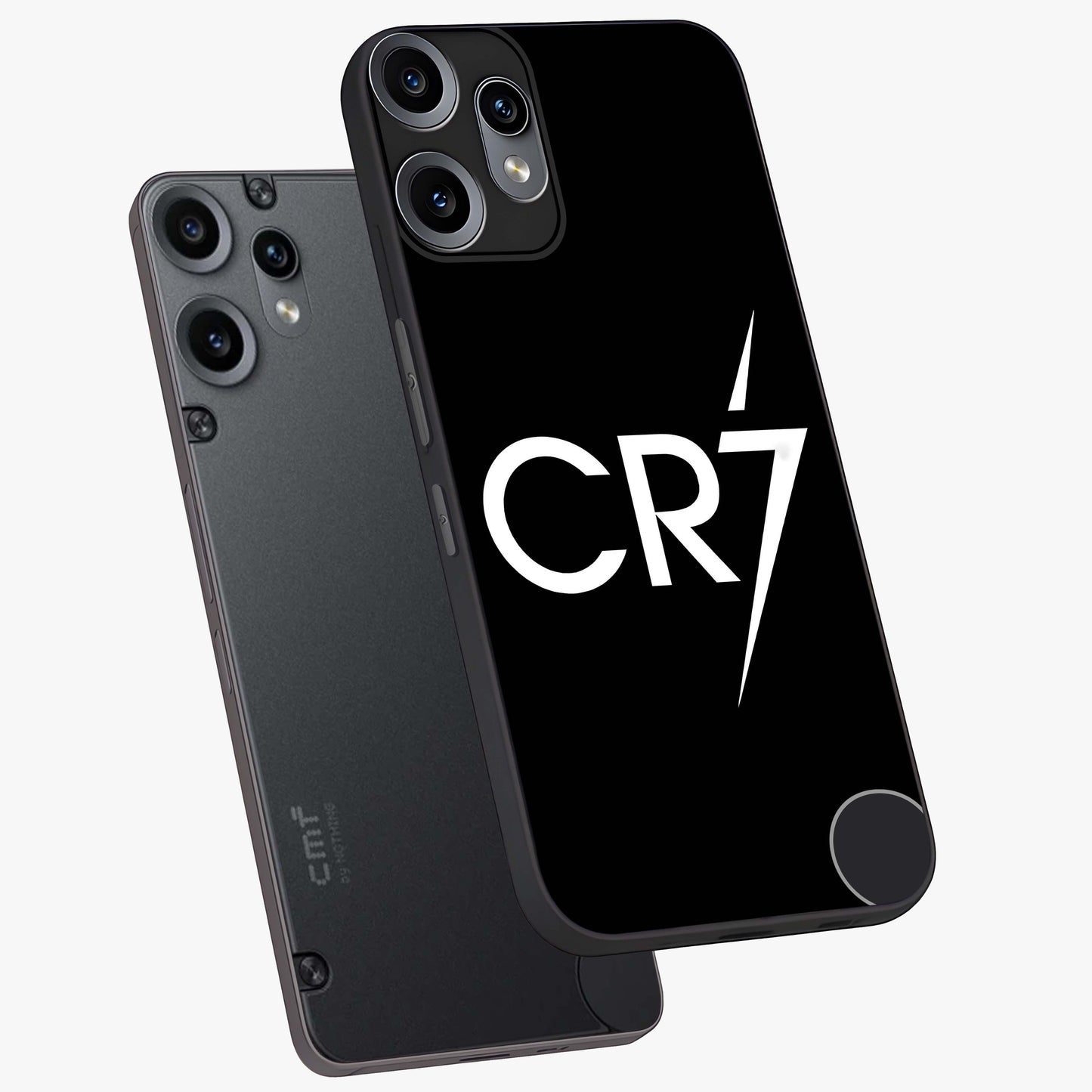 Cr7 Elite Strike Glass Case displayed in angled mockup highlighting powerful sports graphic with bold athletic theme.