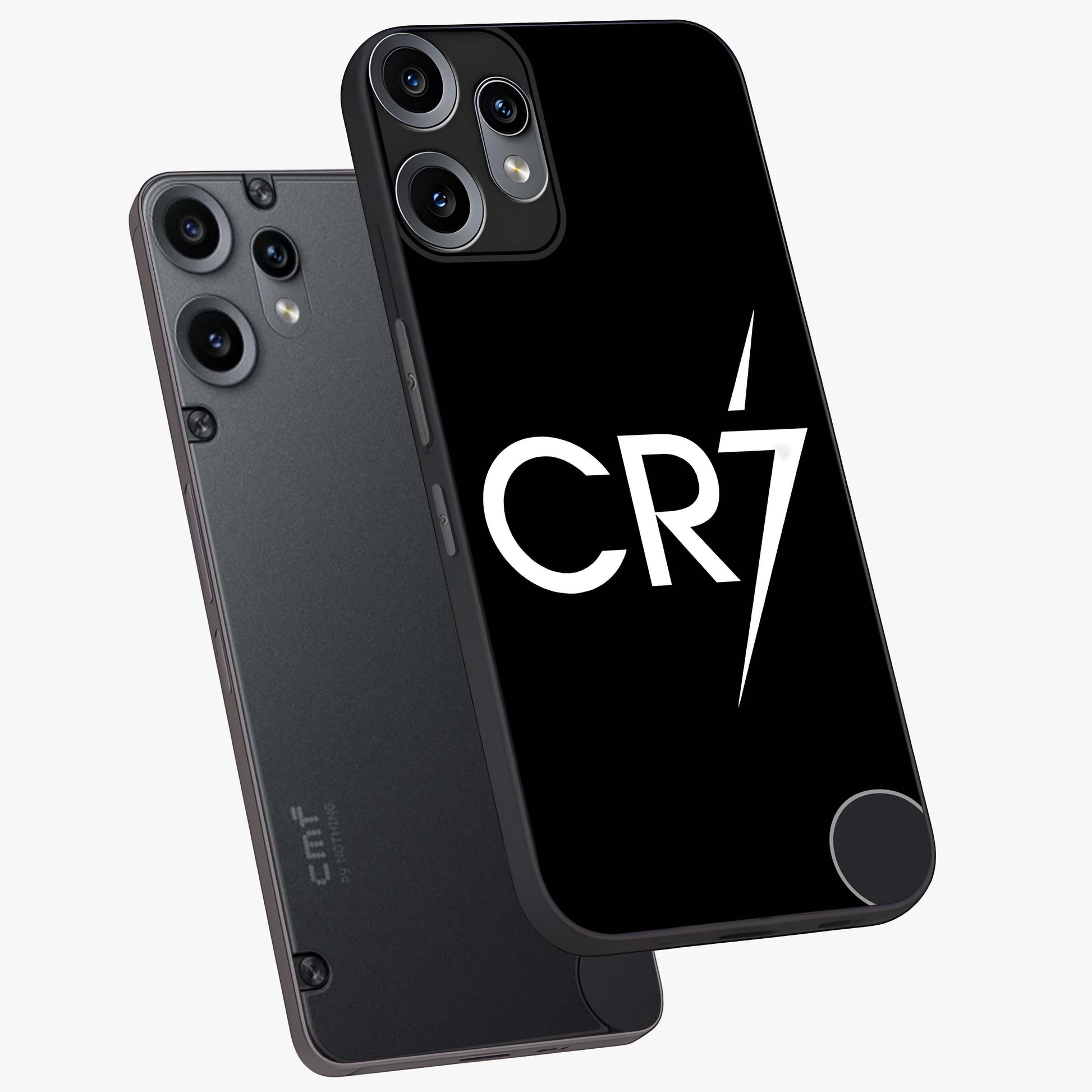 Cr7 Elite Strike Glass Case displayed in angled mockup highlighting powerful sports graphic with bold athletic theme.