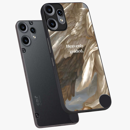 Divine Winged Grace Glass Case displayed in angled mockup highlighting graceful wing design with divine aesthetic style.