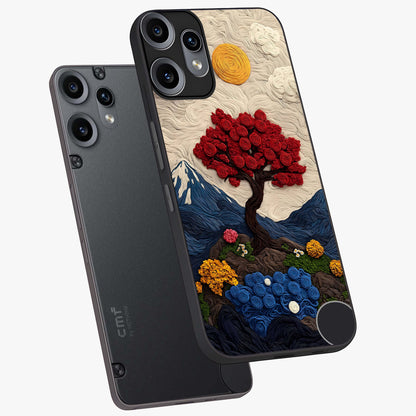 Eternal Nature Tapestry Glass Case displayed in angled mockup highlighting detailed botanical pattern with artistic aesthetic.