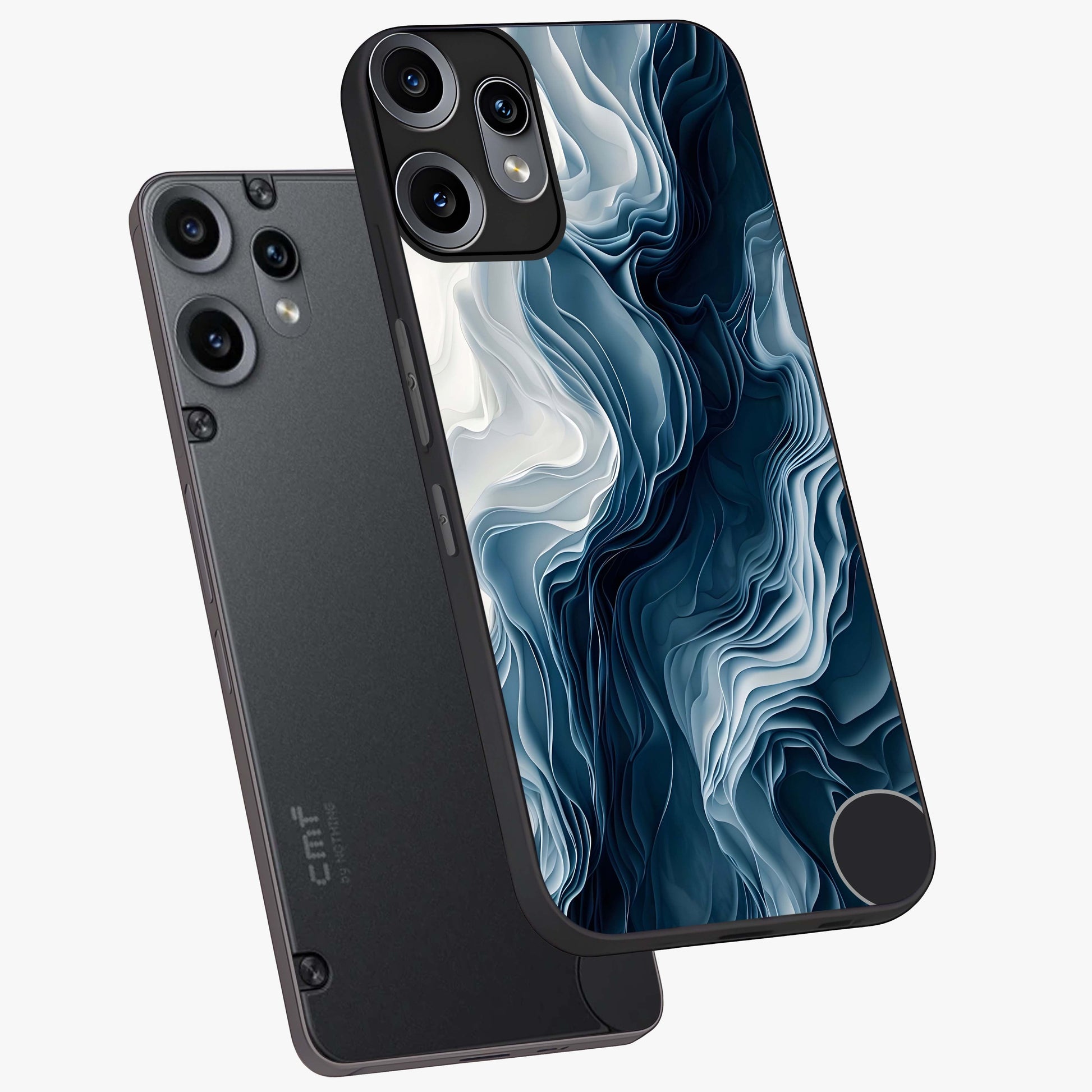 Ethereal Paper Marble Glass Case displayed in angled mockup highlighting elegant marble pattern with modern aesthetic style.