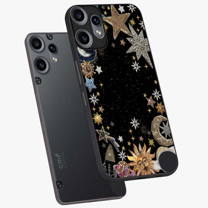Galactic Jewel Stars Glass Case displayed in angled mockup highlighting shining celestial star design with cosmic aesthetic style.