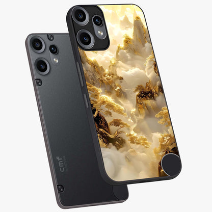 Gates Of Illumination Glass Case displayed in angled mockup highlighting radiant portal inspired design with fantasy aesthetic.