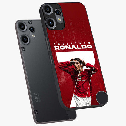 Goal Celebration Legacy Glass Case displayed in angled mockup highlighting energetic sports celebration design with bold athletic theme.