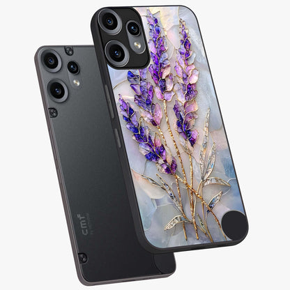 Lavender Dream Glow Glass Case displayed in angled mockup highlighting dreamy purple glow design with soft artistic style.