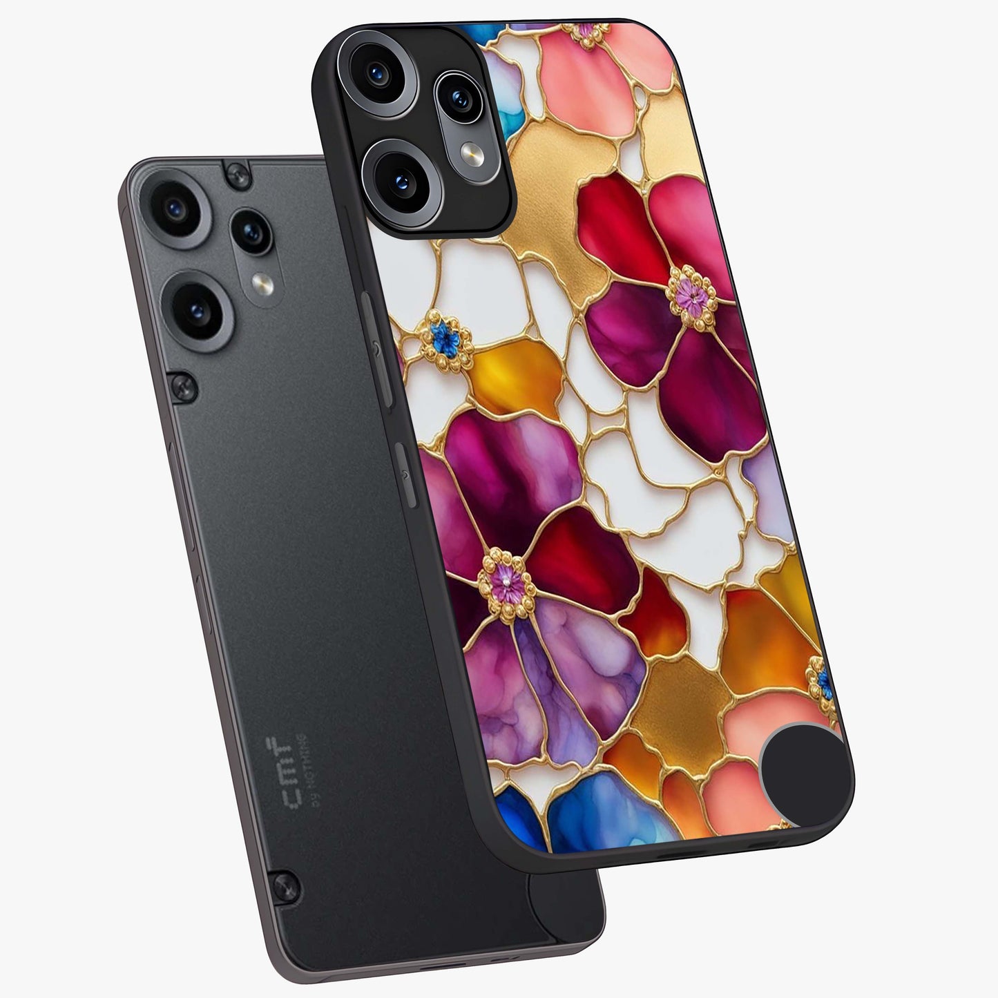 Marble Flower Pattern Glass Case displayed in angled mockup highlighting elegant marble floral design with modern aesthetic.