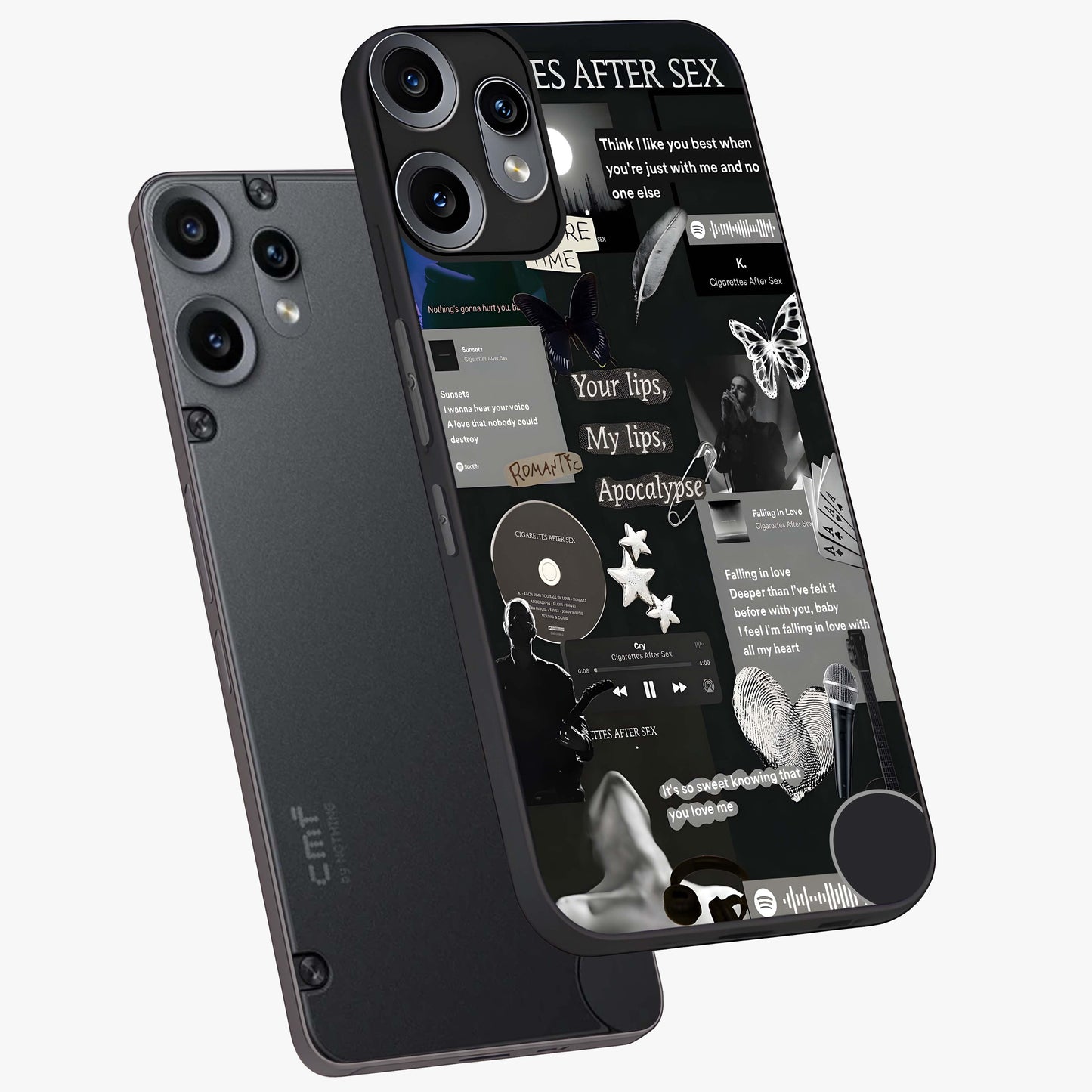 Midnight Love Echo Glass Case displayed in angled mockup highlighting elegant love inspired design with deep aesthetic style.