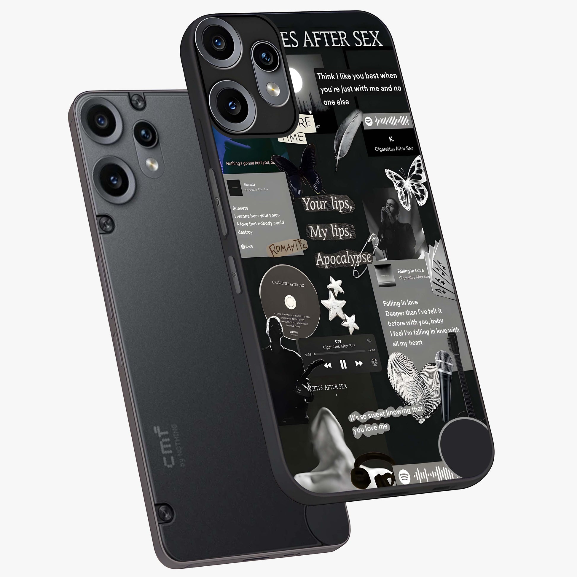 Midnight Love Echo Glass Case displayed in angled mockup highlighting elegant love inspired design with deep aesthetic style.
