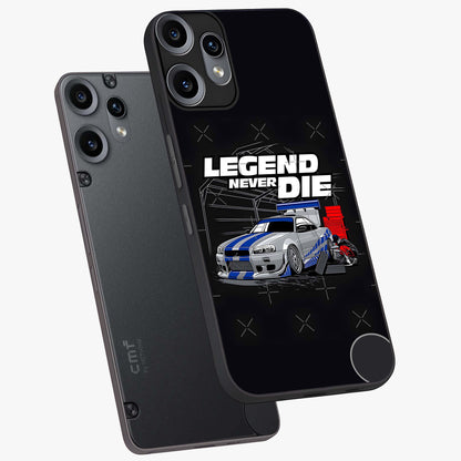 Midnight Racing Legacy Glass Case displayed in angled mockup highlighting dynamic automotive design with bold midnight aesthetic.