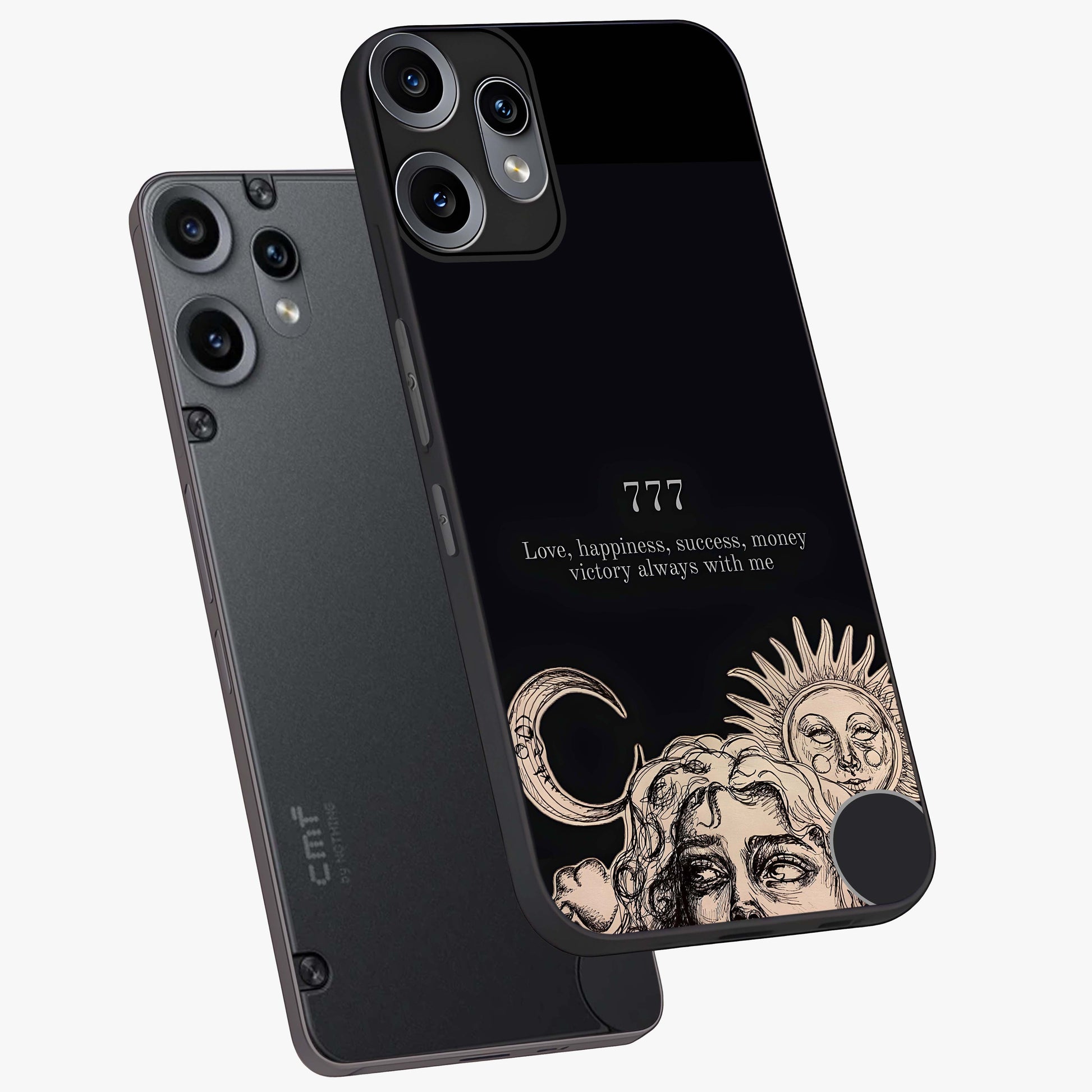 Mystic Victory Aura Glass Case displayed in angled mockup highlighting energetic aura design with bold mystical aesthetic.