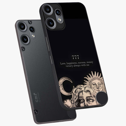 Mystic Victory Aura Glass Case displayed in angled mockup highlighting energetic aura design with bold mystical aesthetic.