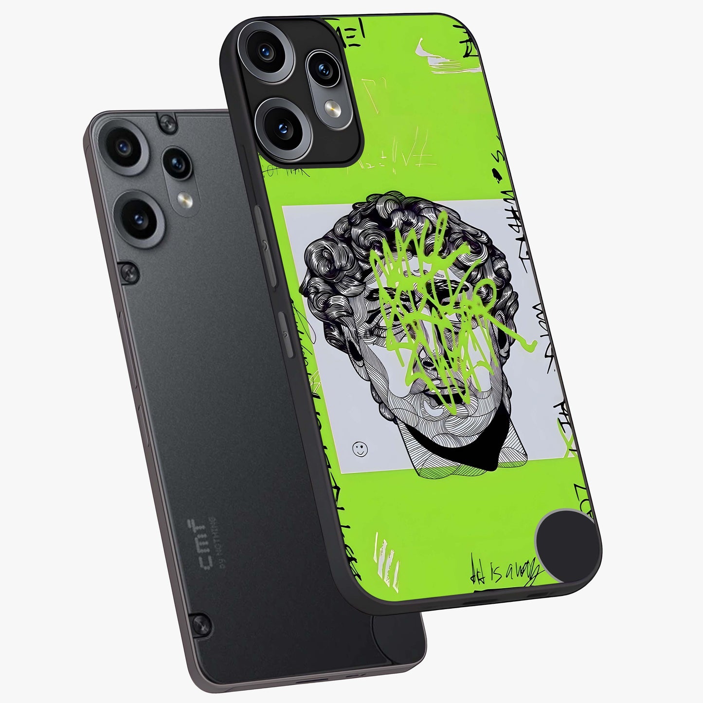 Neo Graffiti Rebellion Glass Case displayed in angled mockup highlighting urban street art design with rebellious aesthetic.
