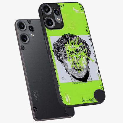 Neo Graffiti Rebellion Glass Case displayed in angled mockup highlighting urban street art design with rebellious aesthetic.