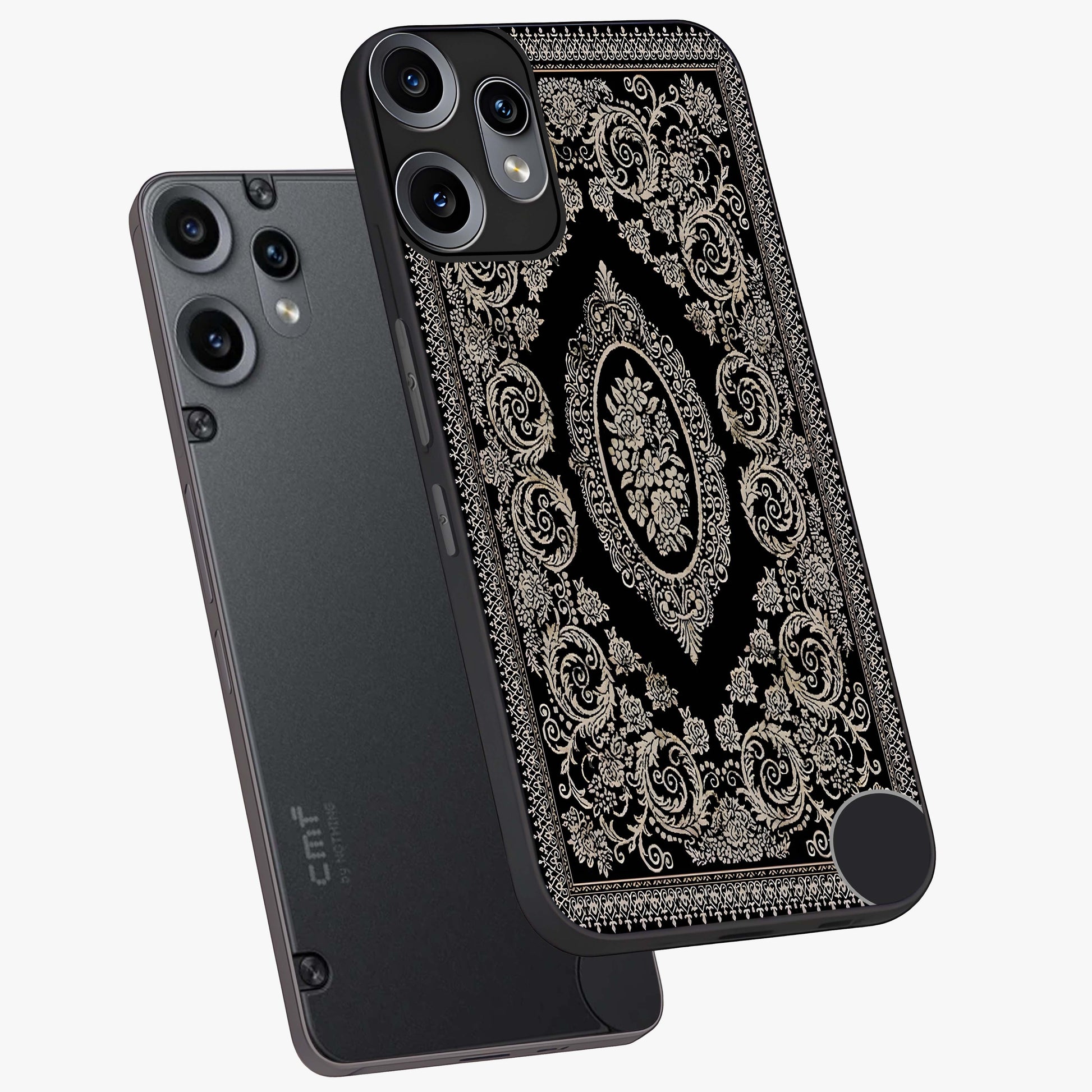 Noir Bloom Elegance Glass Case displayed in angled mockup highlighting refined flower design with stylish noir aesthetic.