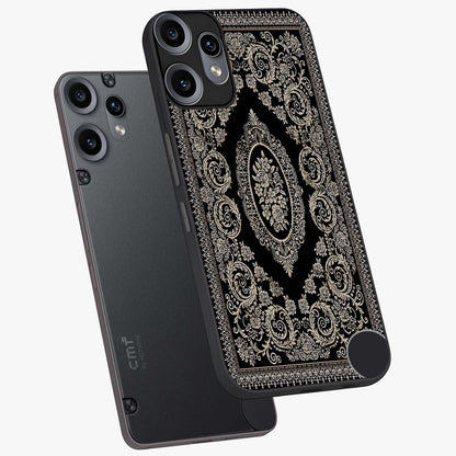 Noir Bloom Elegance Glass Case displayed in angled mockup highlighting refined flower design with stylish noir aesthetic.