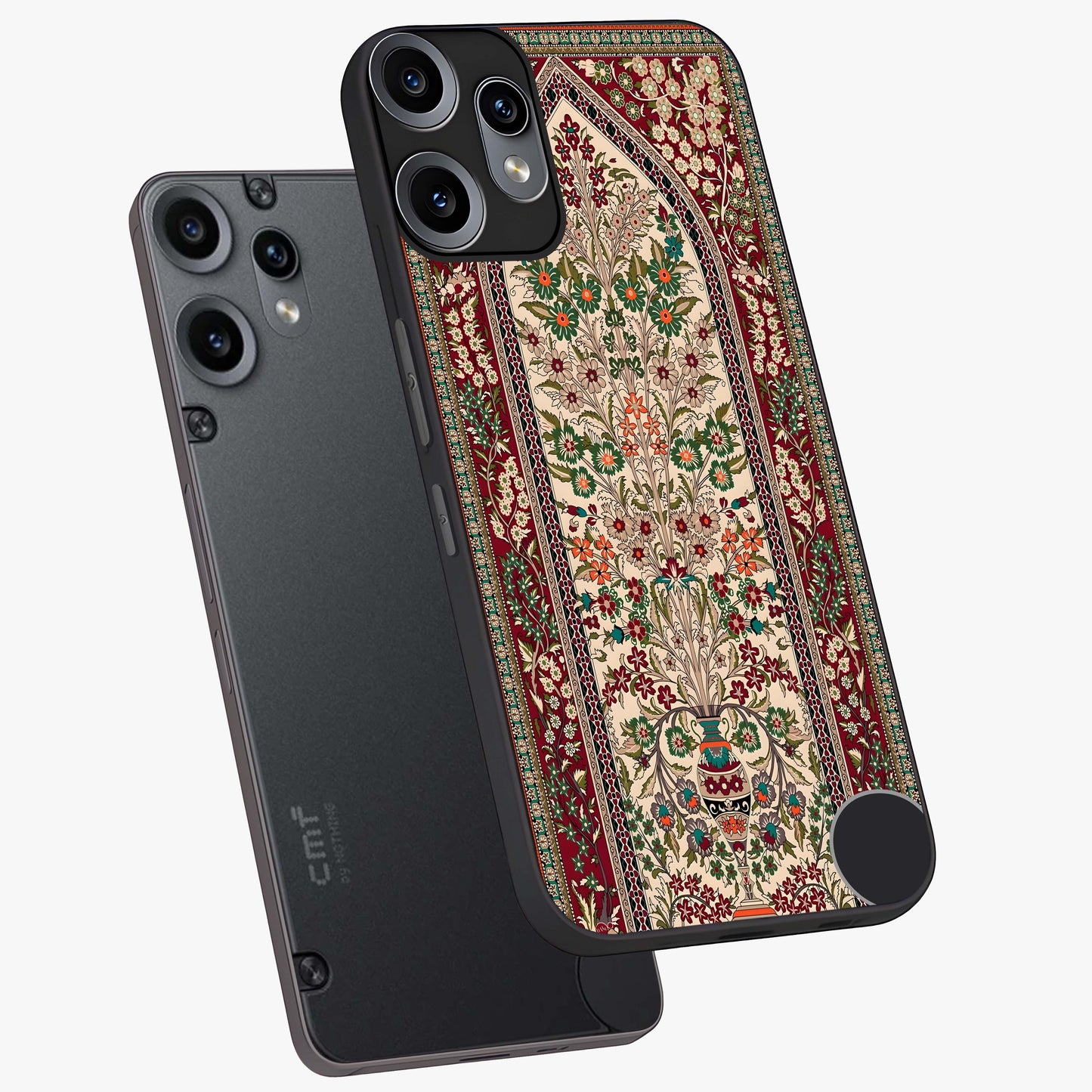 Persian Inspired Glass Case displayed in angled mockup highlighting intricate traditional design with elegant cultural aesthetic.