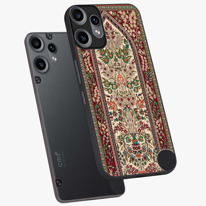 Persian Inspired Glass Case displayed in angled mockup highlighting intricate traditional design with elegant cultural aesthetic.