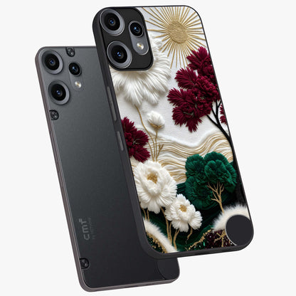 Radiant Bloom Elegance Glass Case displayed in angled mockup highlighting graceful floral design with radiant aesthetic style.
