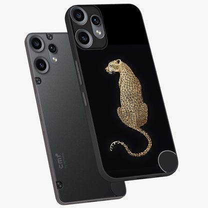 Regal Leopard Glass Case displayed in angled mockup highlighting powerful animal illustration with stylish wild aesthetic.