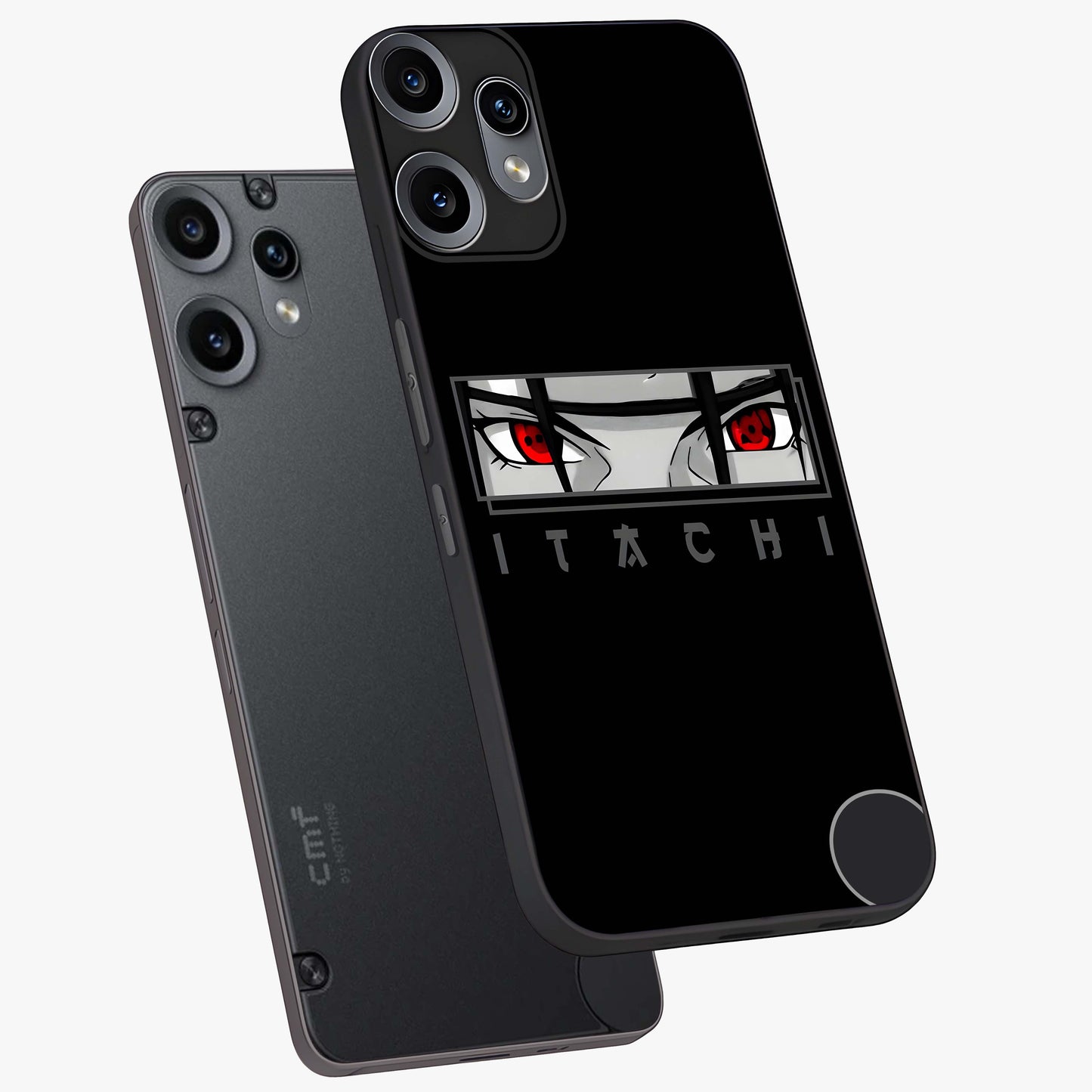 Scarlet Gaze Dominance Glass Case displayed in angled mockup highlighting intense visual design with bold scarlet aesthetic.
