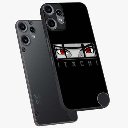 Scarlet Gaze Dominance Glass Case displayed in angled mockup highlighting intense visual design with bold scarlet aesthetic.