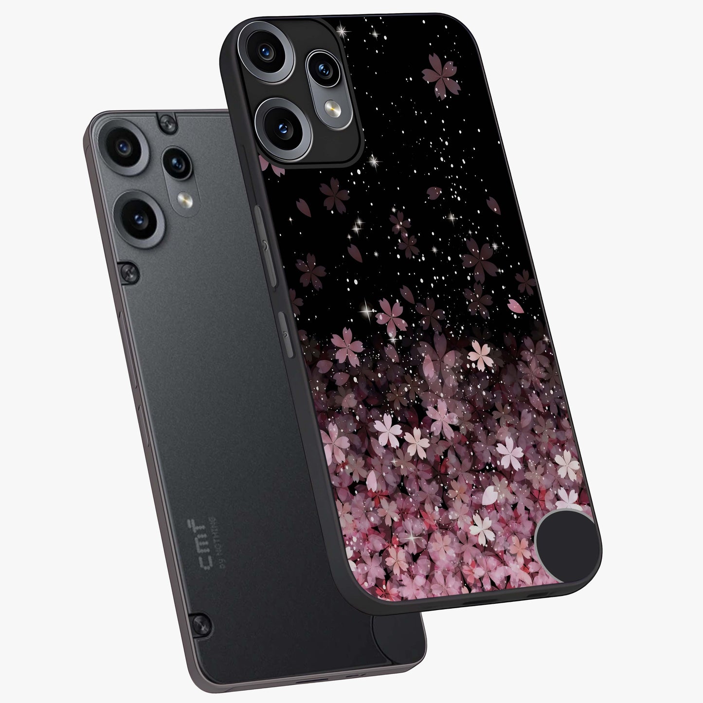Small Starry Flowers Glass Case displayed in angled mockup highlighting tiny flower pattern with celestial aesthetic style.