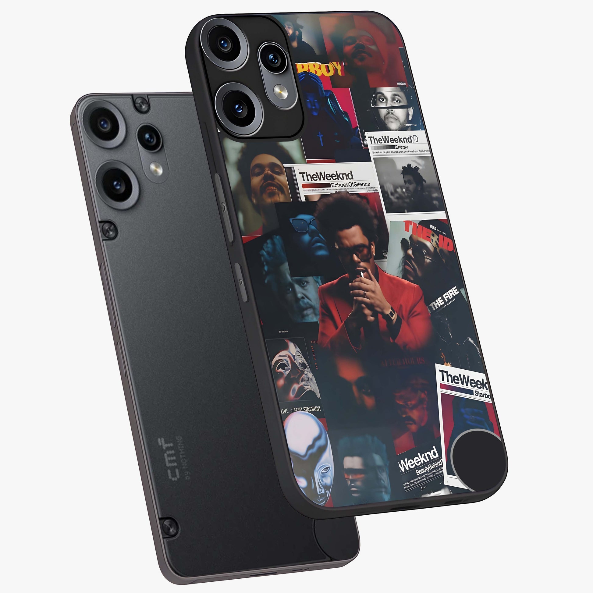 The Weeknd Glass Case displayed in angled mockup highlighting stylish pop culture inspired design with modern aesthetic.