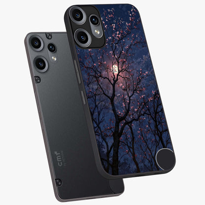 Twilight Sakura Serenade Glass Case displayed in angled mockup highlighting delicate sakura flower design with dreamy aesthetic.