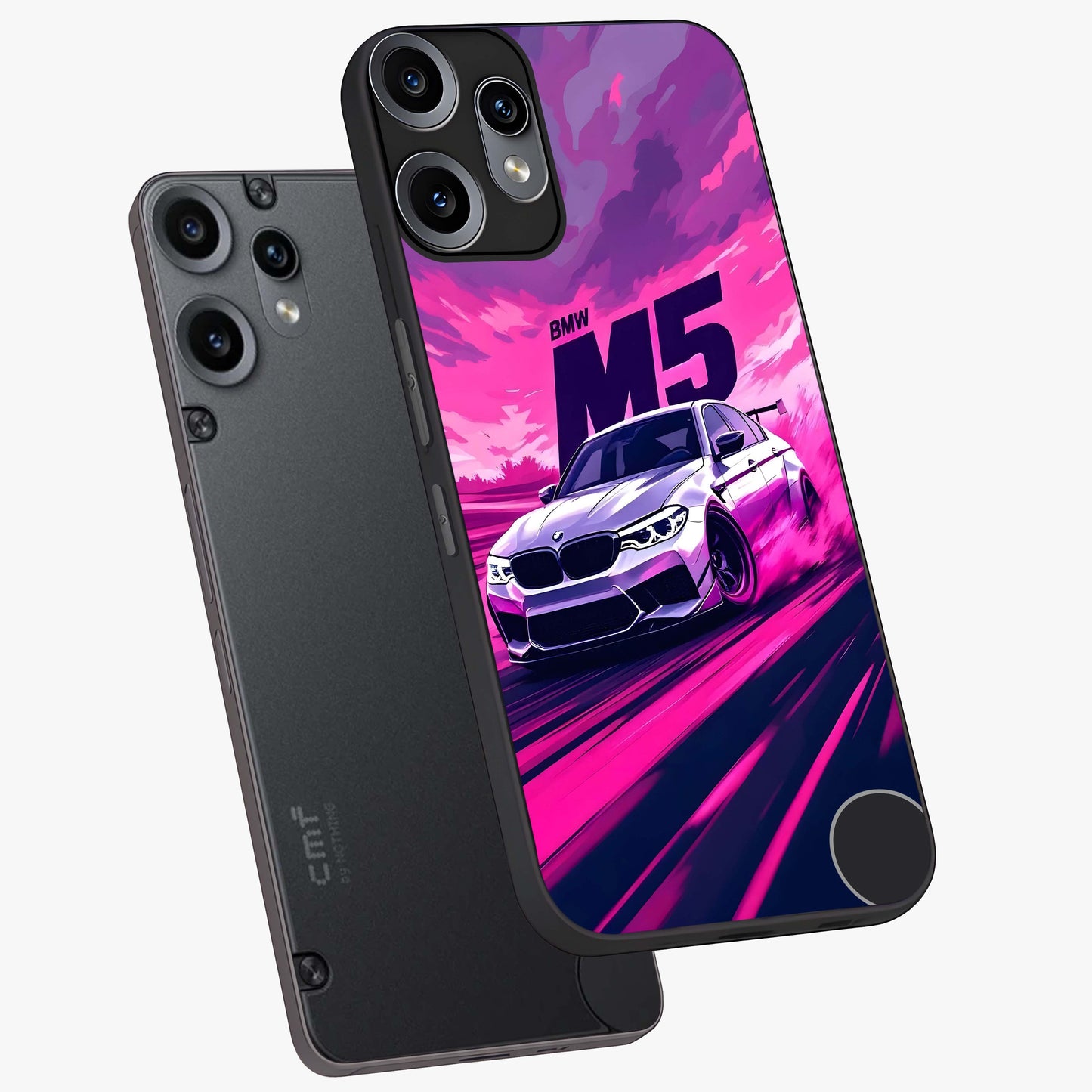 Velocity Drift Pulse Glass Case displayed in angled mockup highlighting dynamic drift design with sporty automotive aesthetic.