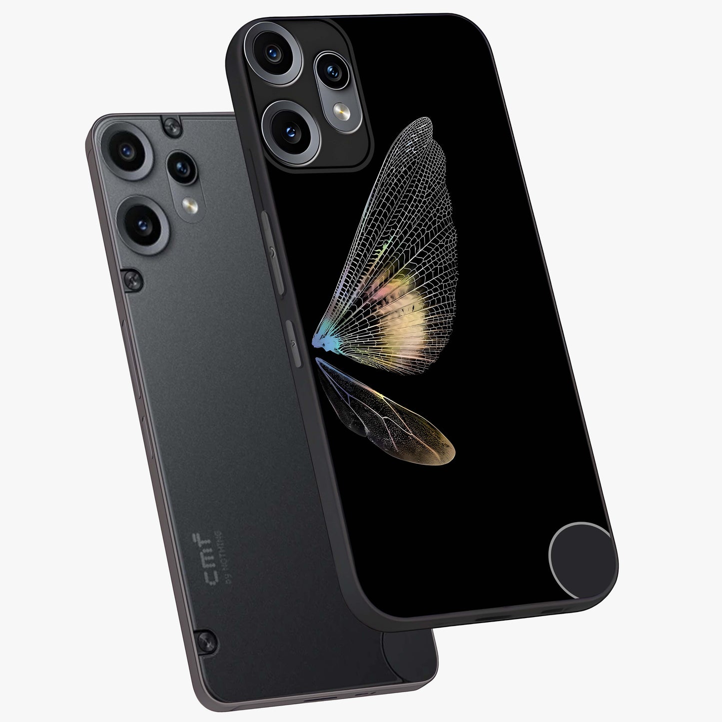Whispers Of Wings Glass Case displayed in angled mockup highlighting soft feather design with celestial aesthetic style.