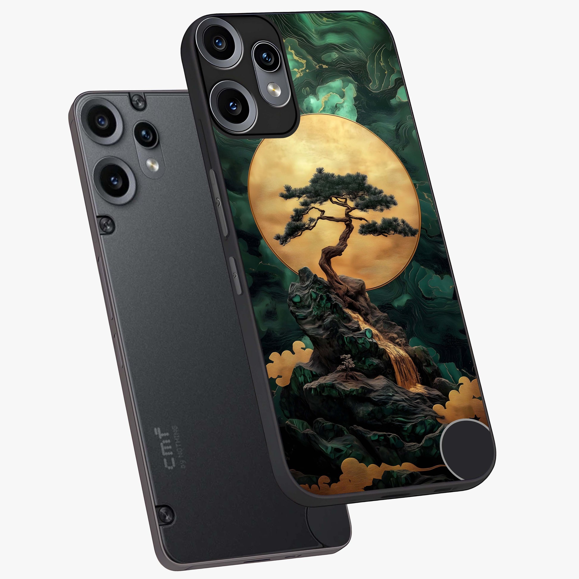Zen Moon Rise Glass Case displayed in angled mockup highlighting peaceful lunar design with zen aesthetic style.