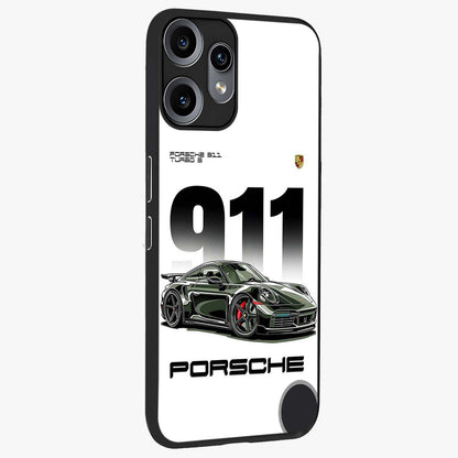 911 Turbo Dominance Glass Case upright perspective showcasing powerful racing design and modern automotive aesthetic.