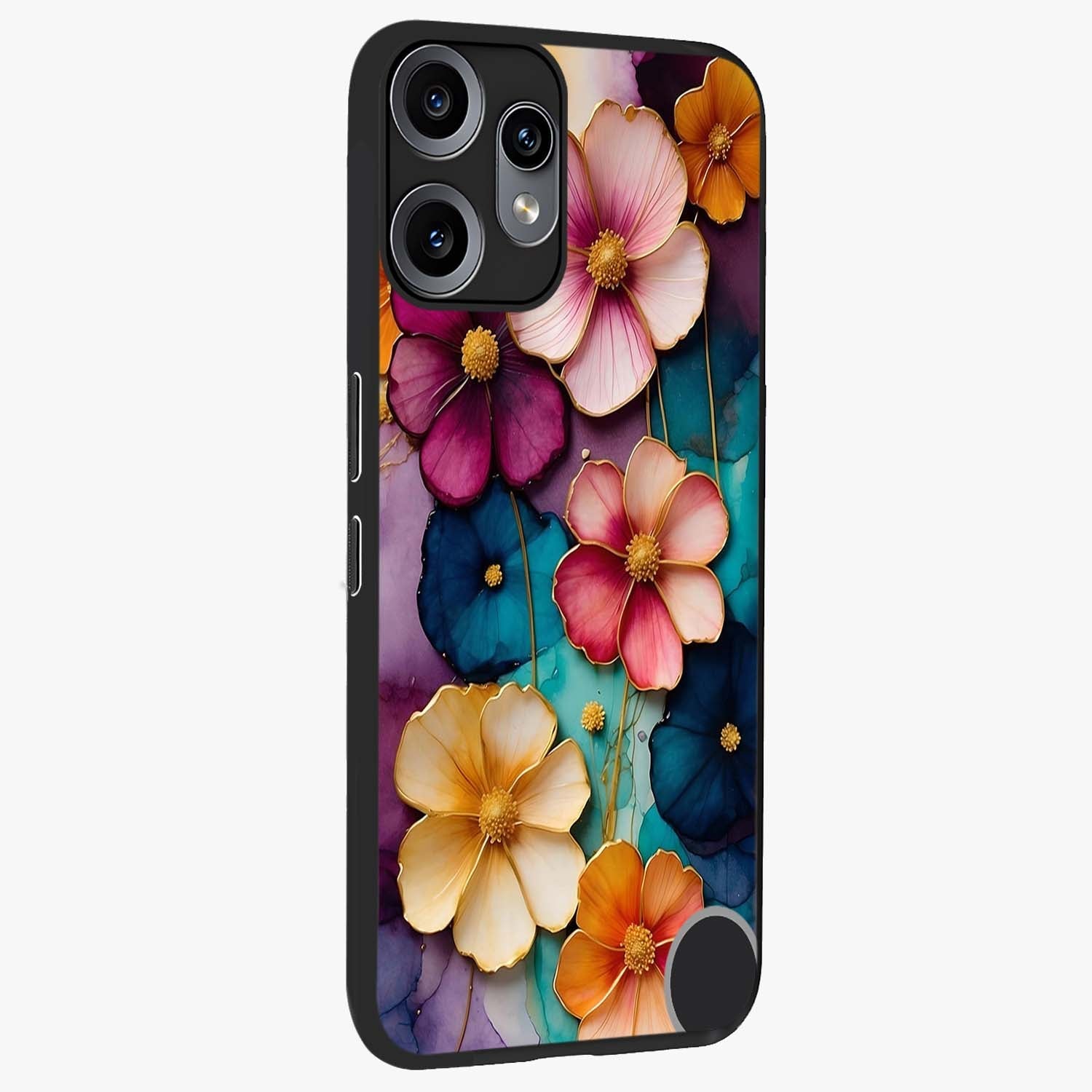 Artlyn Grace Flower Pattern Glass Case upright view showcasing graceful floral artwork with aesthetic botanical style.