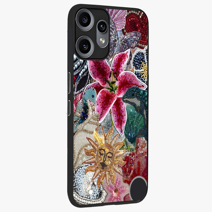 Beaded Garden Fantasy Glass Case upright view showcasing whimsical garden aesthetic with artistic bead details.